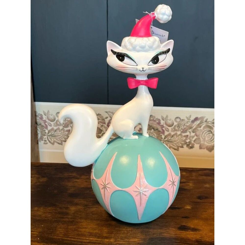 December Diamonds Miss Fluff Swanky Christmas Kitty Ornament 12”